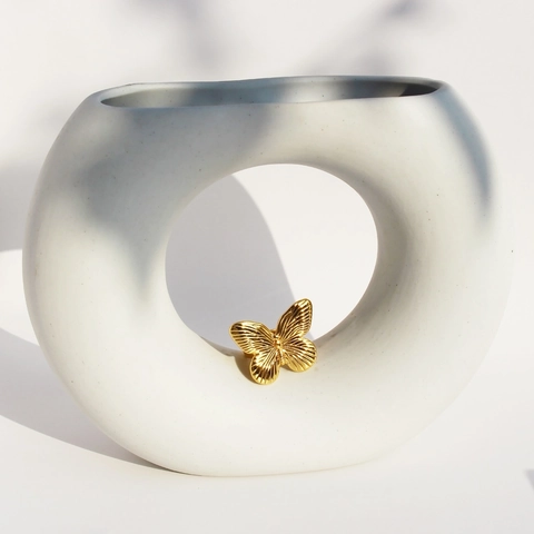 Vintage 3D Oversized Butterfly Open Adjustable Ring For Women Brass Gold Plated Niche Design Statement Finger Ring Jewelry