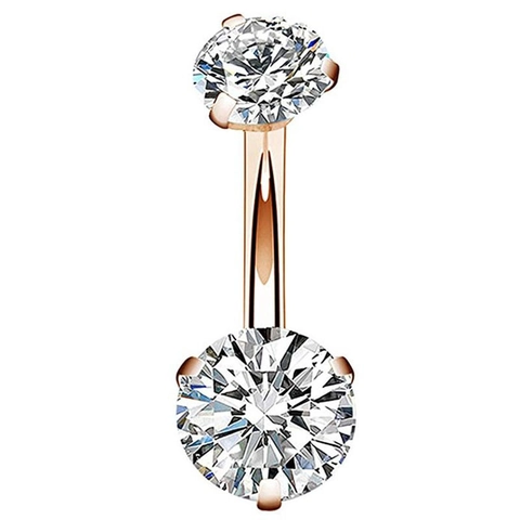 Navelpiercing Ring 316L Roestvrij Staal Dubbele Ronde Zirkonia Navelstokje Lichaamssieraden Voor Dames