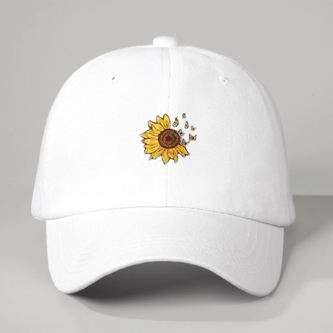 Berretto Da Baseball In Cotone Lavato Vintage Ricamo Girasole Protezione Solare Cappello Da Tempo Libero All Aperto Donne