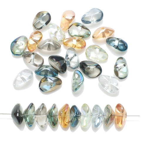 Cuentas De Vidrio Con Forma De Piedra Irregular Cristal Chapado Colorido Espaciadores Irisados Accesorios Joyería DIY