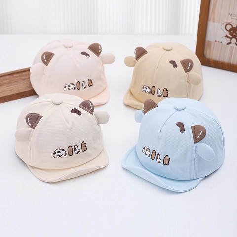 Casquette De Baseball Bébé En Mélange De Coton Broderie Lettres Milk Oreilles 3D Thème Vache Chapeau De Soleil