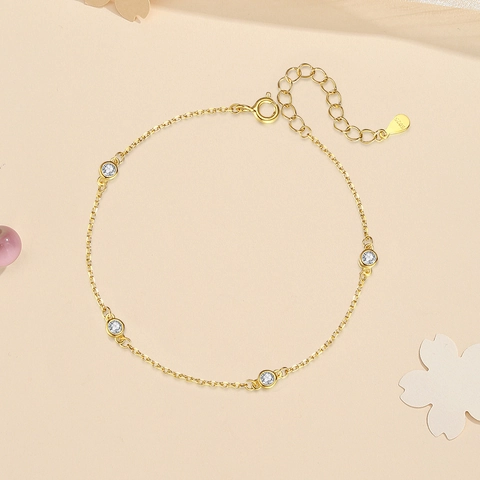 Cavigliera in Argento Sterling 925 per Donna con Zirconia Catena da Piede Geometrica Minimalista Gioielli Regolabili Regalo per Anniversario Festa