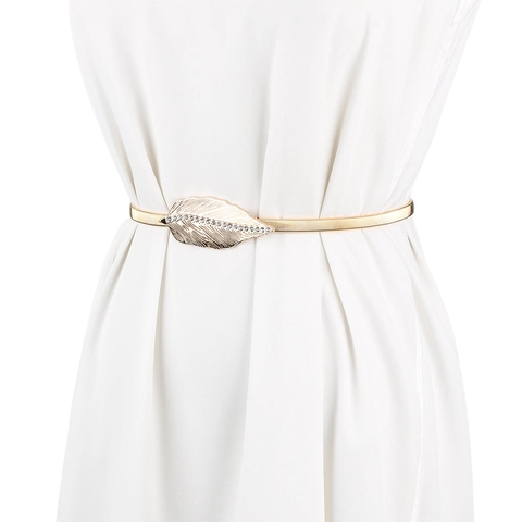 Elegante Catenella da Vita in Metallo a Molla per Donna Cintura con Strass Intarsiati per Abiti Oro Argento Accessorio