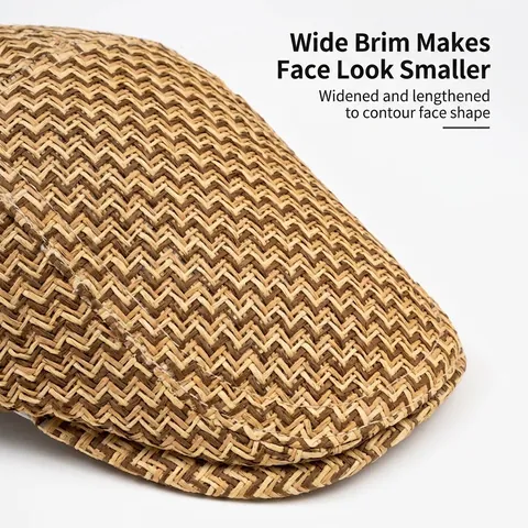Homme Été Chapeau En Paille Respirant Protection Solaire Réglable Ivy Béret Vintage Style Britannique