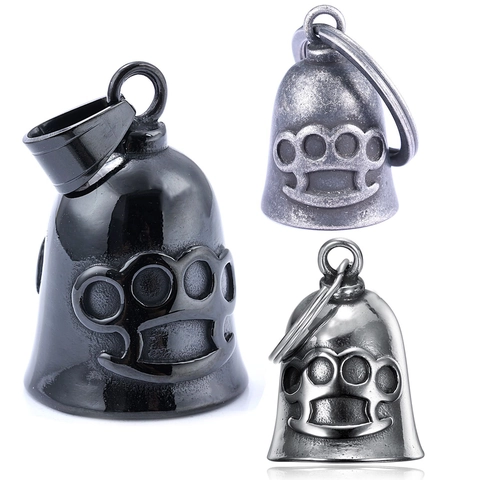 Collana Ciondolo Campanello Protezione Biker Acciaio Inossidabile Punk Rock Motivo Tirapugni Moto Regalo