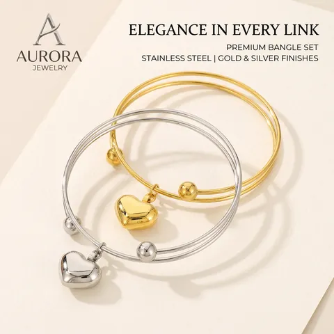 Brazalete Abierto Con Colgante De Corazón Acero Inoxidable Chapado En Oro Joyería Minimalista De Doble Hilo Para Mujer