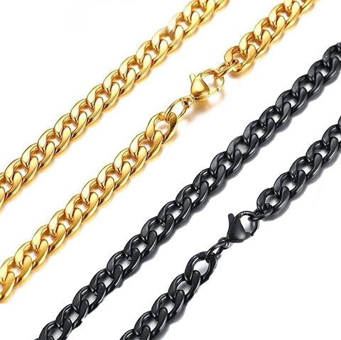 Cuban Link Chain Necklace Titanium Steel Hip Hop Punk Curb Chain Polished Finish Fashion Jewelry For Men Women