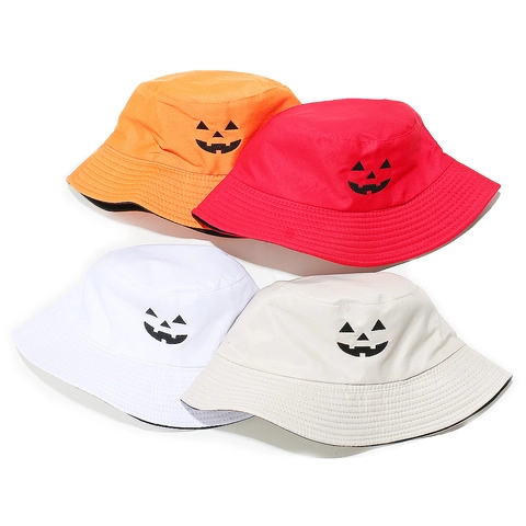 Sombrero de Pescador Reversible Bordado de Calabaza de Halloween Algodón Poliéster Hip Hop Punk Para Fiesta de Halloween