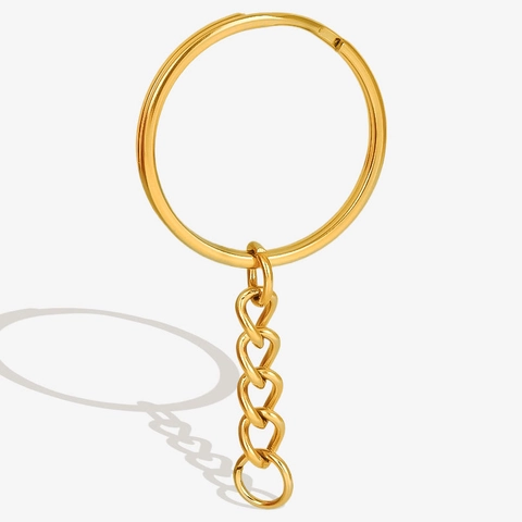 Keychain Rings With Extension Chains And Open Jump Rings 304 Stainless Steel 18K Gold Plated DIY Jewelry Making Findings