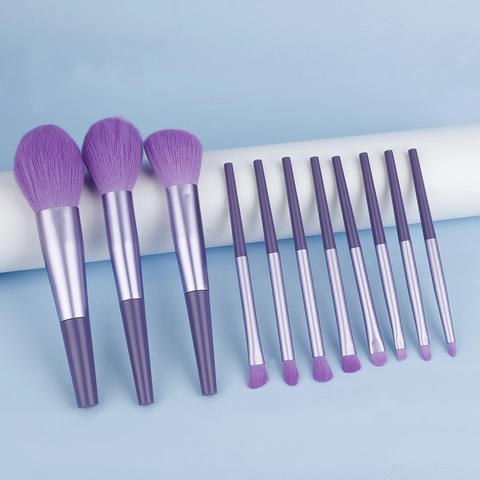 Brochas De Maquillaje Profesionales Fibras Sintéticas Virola De Aluminio Mango De Plástico Para Base De Maquillaje Portátil
