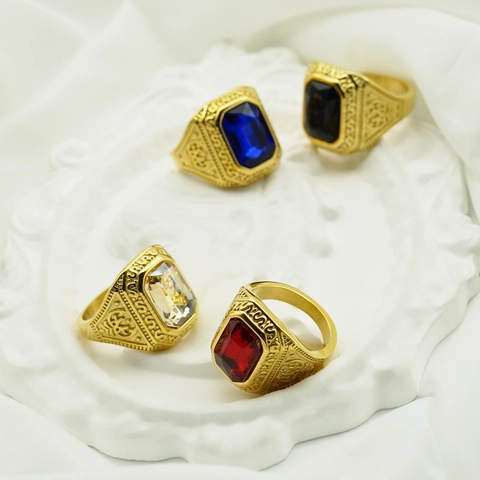 Anillo Sigillo Da Uomo In Acciaio Inossidabile Con Grande Pietra Preziosa Rettangolare E Incisione Di Rune Vichinghe Stile Retrò