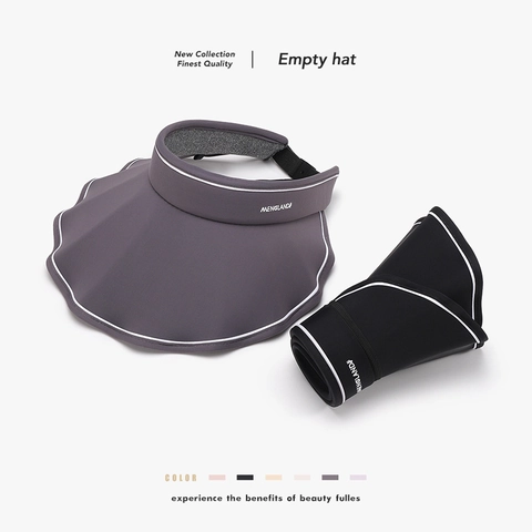 Damen Sonnenblende Hut EisSatin UV Schutz Faltbar Breite Wellenförmige Krempe Leere Oberseite Outdoor Reise Radfahren