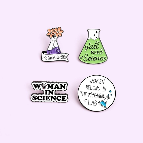 Collection Épinglettes Émail Laboratoire Science Chimie Bécher Broche Femme De Science Badge STEM Bijoux Féministes Cadeau
