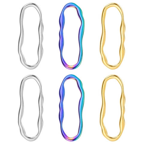 Irregular Wave Oval Pendant Necklace 304 Stainless Steel Vacuum 18K Plated Minimalist Molten Geometric Jewelry Accessory