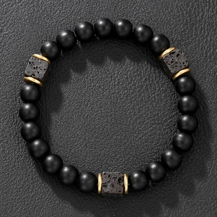 Handmade Natural Stone Solar System Bracelet Men Matte Black Lava Bead Galaxy Universe Trendy Jewelry Gifts For Him