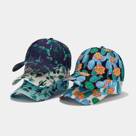 Cactus Print Honkbalpet Katoen Polyester Ademend Zonbescherming Zomer Outdoor Casual Mode Zonnehoed Voor Heren En Dames