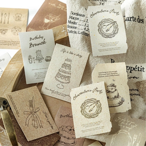 Adesivi In Carta Materiale Scrapbooking Vintage Carta Kraft Erbe Decalcomanie Decorative Retrò Per Diario DIY Estetica