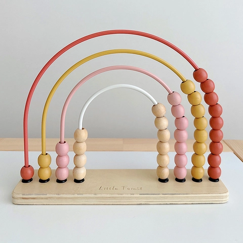 Abaco In Legno Arcobaleno Telaio Per Conteggio Montessori Giocattolo Per Apprendimento Della Matematica Perline Colorate
