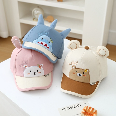 Cute Cartoon Animal Baby Baseball Cap Cotton Blend Breathable Sun Hat For Toddler Infant Shark Bear Rabbit Outdoor Headwear