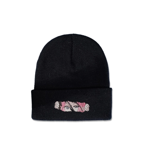 Knitted Beanie Hat Acrylic Warm Winter Ribbed Cuffed Cap With Anime Eyes Embroidery Streetwear For Men And Women