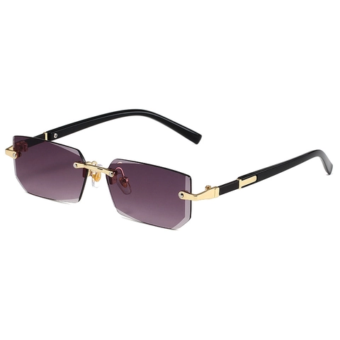 Occhiali Da Sole Rettangolari Senza Montura Ponte In Metallo Lenti PC Jelly Protezione UV400 Moda Retro Per Donna Viaggi