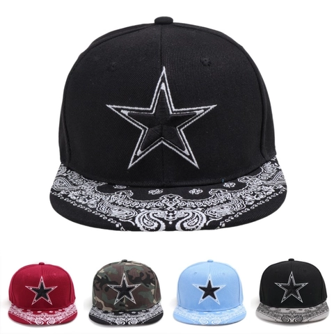 Snapback Pet Platte Rand Polyester Ster Borduursel Paisley Print Street Hip Hop Stijl Zonbescherming