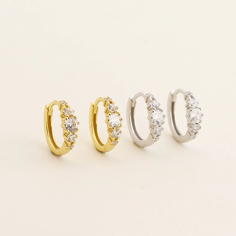 925 Sterling Silver Rhinestone Huggie Earrings Elegant Sparkling Pave Small Hoop Earrings For Women Lightweight Fashion Jewelry Gift