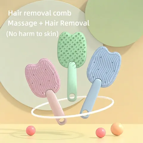Double-Sided Pet Grooming Comb PP Massage Brush For Dogs And Cats Hair Removal Tool Hanging Hole Portable Cat Ear Shape