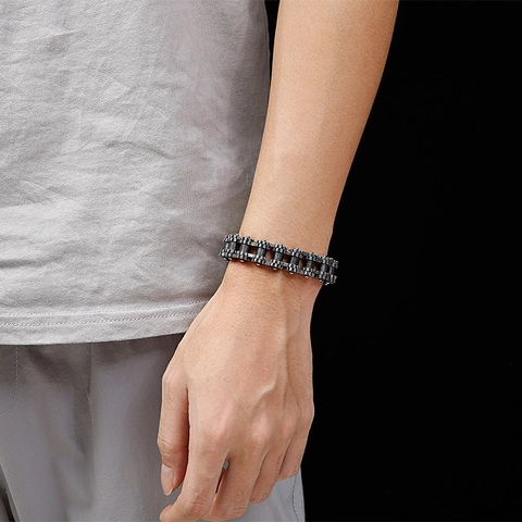 Bicycle Chain Link Bracelet For Men Stainless Steel Biker Motorcycle Industrial Mechanical Vintage Punk Style Jewelry