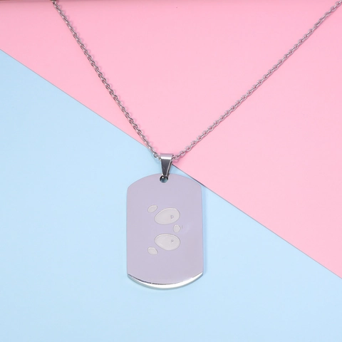 Collar Placa De Identificación Acero Inoxidable 304 Pulido Espejo Colgante Geométrico Huella Grabada Joyería Minimalista Unisex