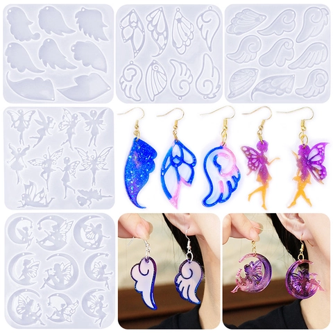 Silicone Molds For Earring Pendant Angel Wings Moon Fairy DIY Resin Crafting Flexible Transparent Jewelry Casting Tool