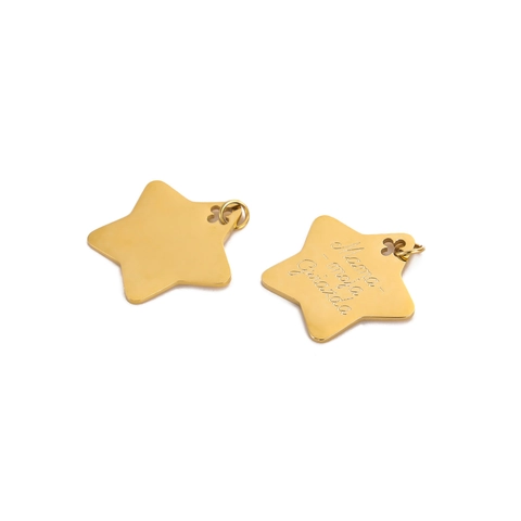 Ciondoli Stella Acciaio Al Titanio Oro Stelle A Cinque Punte Per Creazione Gioielli DIY Collane Bracciali Accessori Incisi