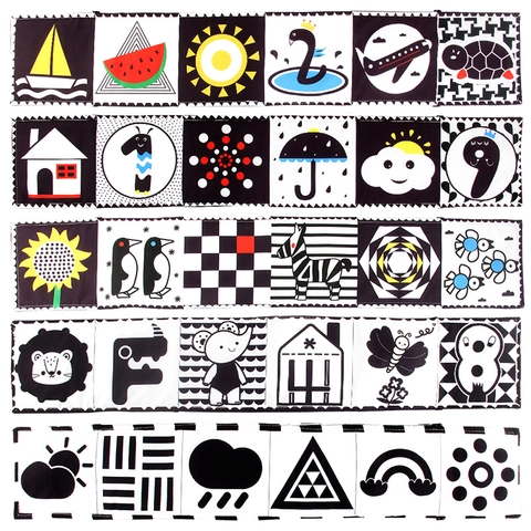 Kontrastreiches Schwarz Weiß Baby Stoffbuch Weiches Sensorisches Visuelle Stimulation Nestchen Spielzeug Neugeborene Früherziehung Tier