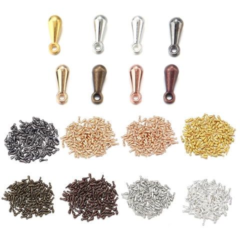 Teardrop Water Drop Pendants Alloy Metal Charms For DIY Jewelry Making Extension Chain End Beads Accessories