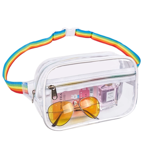 Clear Fanny Pack PVC Waterproof Adjustable Strap Outdoor Sports Travel Festival Waist Bag Unisex