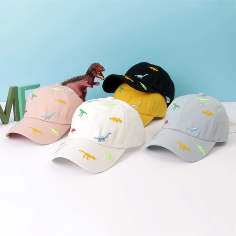 Korean Style Dinosaur Embroidered Kids Baseball Cap Cartoon Cotton Sun Hat For Toddler Boys Girls Adjustable Snapback