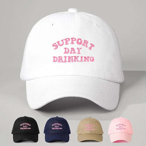 Support Day Drinking Geborduurde Honkbalpet Polyester Verstelbare Gebogen Rand Outdoor Zonbescherming Casual Hoed