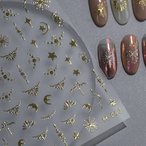 3D Bronzing Nagelkunst Aufkleber Stern Mond Himmlisch Relief Klebend Metallic Laser Decals Für DIY Maniküre Frauen