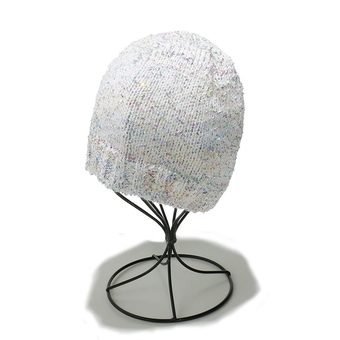 Women Sequin Knitted Beanie Hat Acrylic Warm Chic Glittering Fashion Headwear Winter Trendy Sparkling Skull Cap