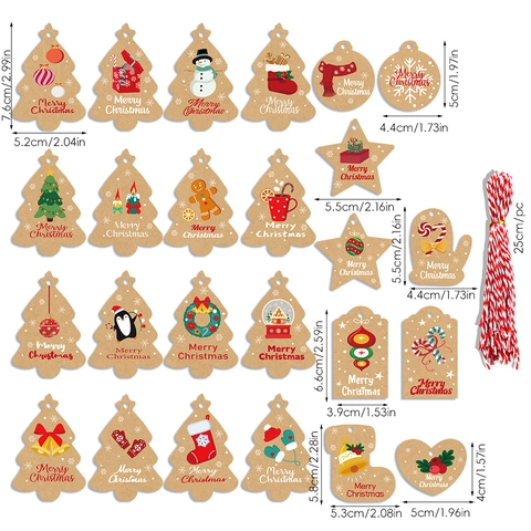 Etichette Regalo Natale Carta Kraft Etichette Appese Ornamenti Merry Christmas Decorazione Festa DIY Cordino