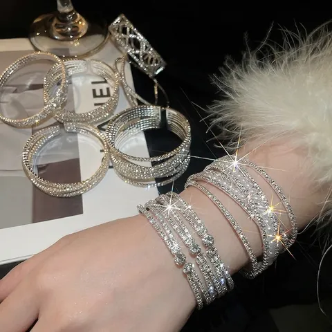 Elegant Multilayer Crisscross Bangle Bracelet With Shimmering Rhinestone And Artificial Pearl Luxury Fashion Jewelry For Women
