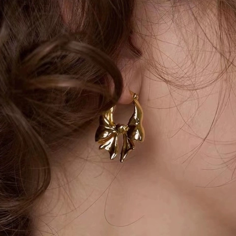Pendientes De Aro De Latón Chapados En Oro De 18K Y Plata Con Lazo Diseño Minimalista De Corazón Joyería Elegante Para Mujer