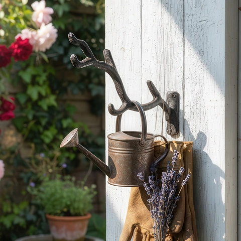 Cast Iron Wall Hook Branch Shape Rustic Decorative Hanger For Coat Hat Garden Tools Vintage Industrial Style Metal Rack