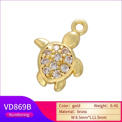 Pequeño Colgante De Tortuga Micro Pave Circonita Latón Joya Animal Para Fabricación De Collares Pendientes DIY