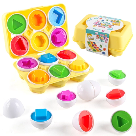 Giocattolo Uova Di Abbinamento Educativo Per Bambini Riconoscimento Forma Colore Montessori Puzzle Plastica
