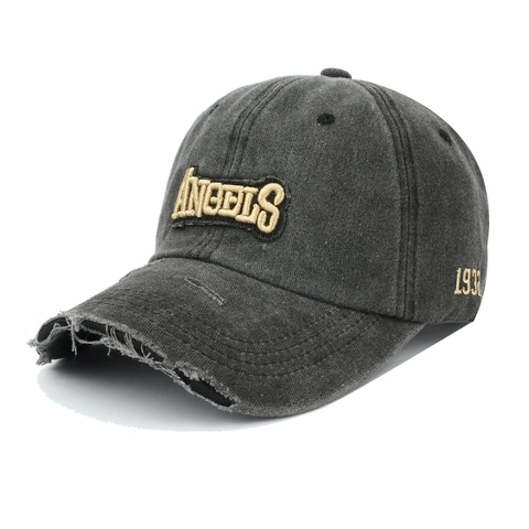 Casquette De Baseball En Coton Lavé Vieilli Broderie Lettre 3D Style Américain Rétro Bord Déchiré Chapeau Pare-Soleil