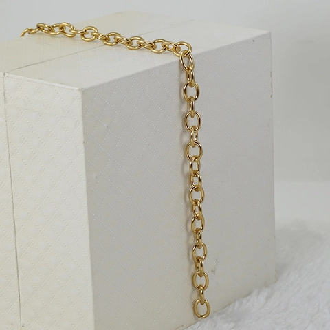 Bracelet À Maillons Ovales Acier Inoxydable Plaqué Or 18K Bijoux Géométriques Minimalistes