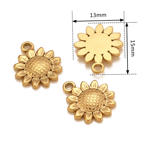 Sunflower Daisy Flower Shape 304 Stainless Steel Pendants For DIY Jewelry Making Findings Crafting Gold Silver Colors