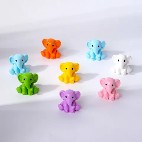 Mini Elephant Figurines Resin Colorful Micro Landscape Desktop Ornaments Cartoon Animal Statues DIY Accessories