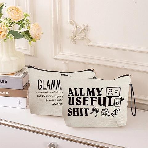 Lustige Spruch Baumwolle Leinen Canvas Kosmetiktasche Tragbare Reise Kulturbeutel Reißverschluss Make Up Tasche